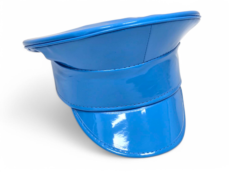 Neon Women Men Shiny Laser Patent Leather Hat Police Cos Captain Cap Clubwear