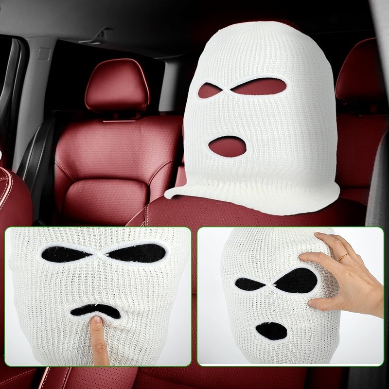 2 PCS Car Headrest Cover, Personalized Funny Car Seat Full Face Mask, Ski Mask gallery
