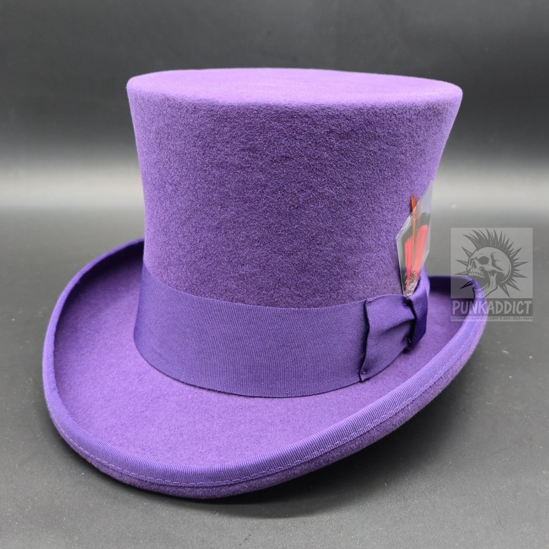 Gray Top Hat Wool Felt Victorian Slash Mad Hatter Steampunk Rock Star gallery