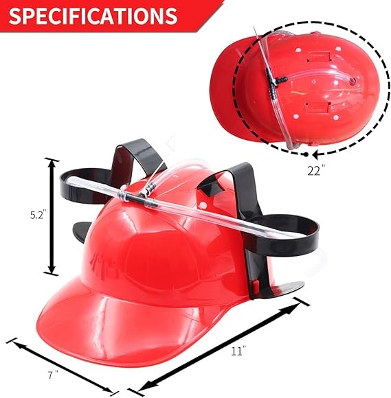 Drinking Helmet - Can Holder Drinker Hat Cap with Straw for Beer and Soda Red gallery