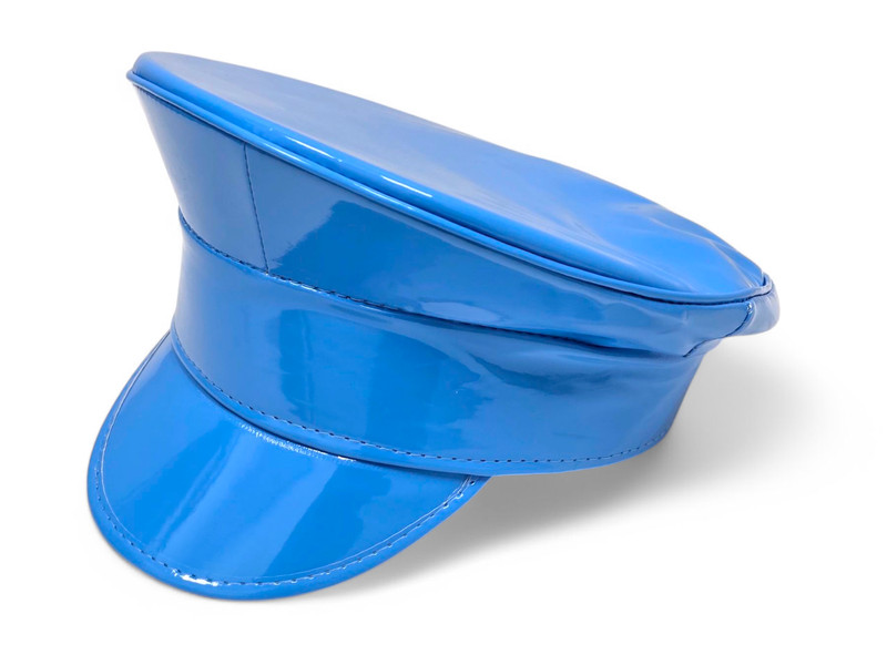 Neon Women Men Shiny Laser Patent Leather Hat Police Cos Captain Cap Clubwear gallery