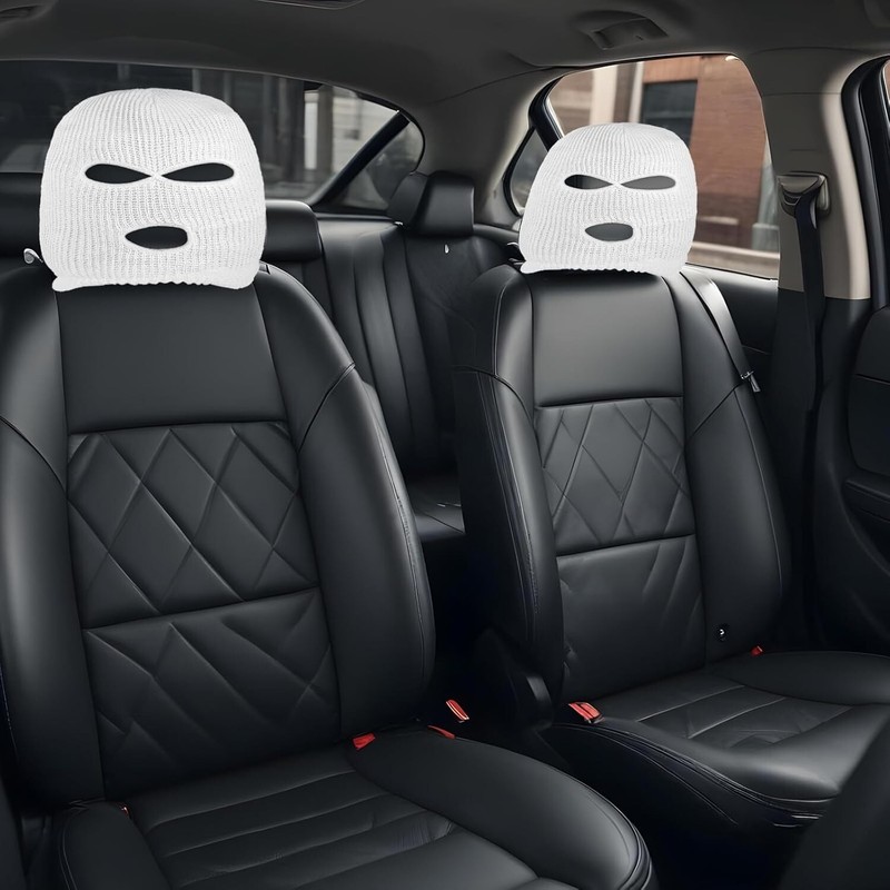 2 PCS Car Headrest Cover, Personalized Funny Car Seat Full Face Mask, Ski Mask gallery