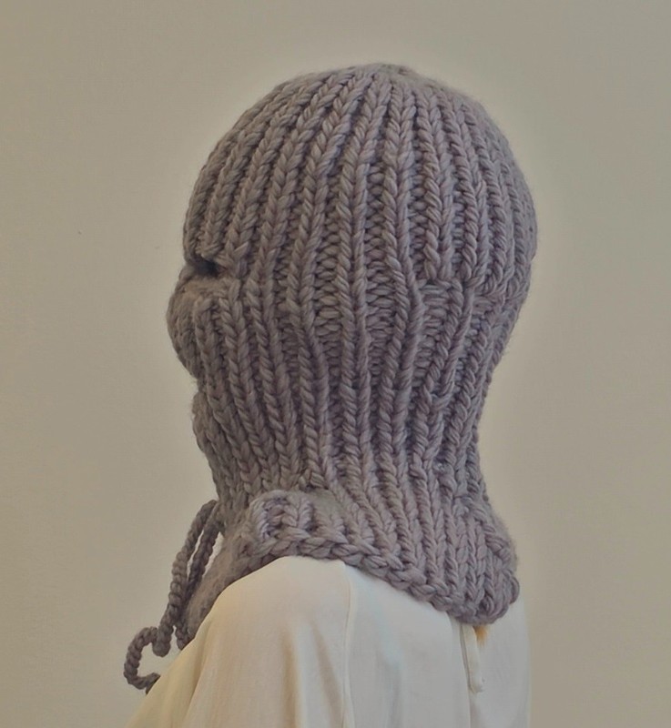 Thick gray wool balaclava hat with neck shoulders warmer ski hat ready to wear gallery