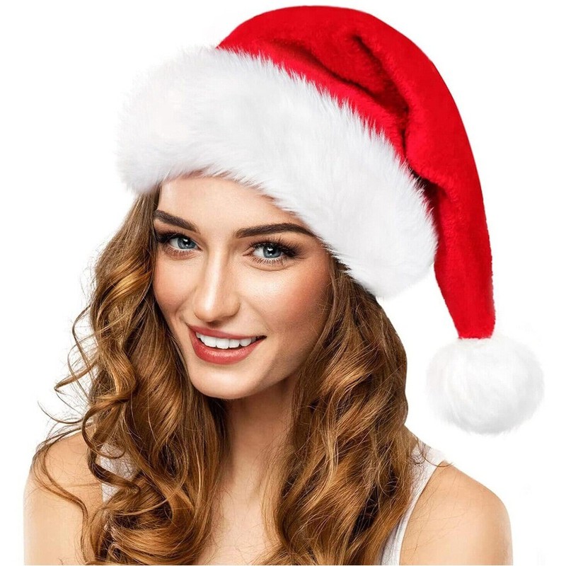 Christmas Santa Claus Cap Adult Christmas Holiday Hat Thickened Santa Claus Hat gallery