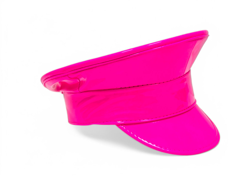 Neon Women Men Shiny Laser Patent Leather Hat Police Cos Captain Cap Clubwear gallery