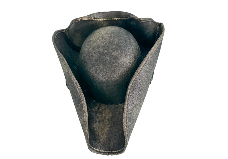 BLACK COPPER PIRATE TRICORNE TRI-CORNER TRICORN COSTUME HAT LEATHER LIKE gallery