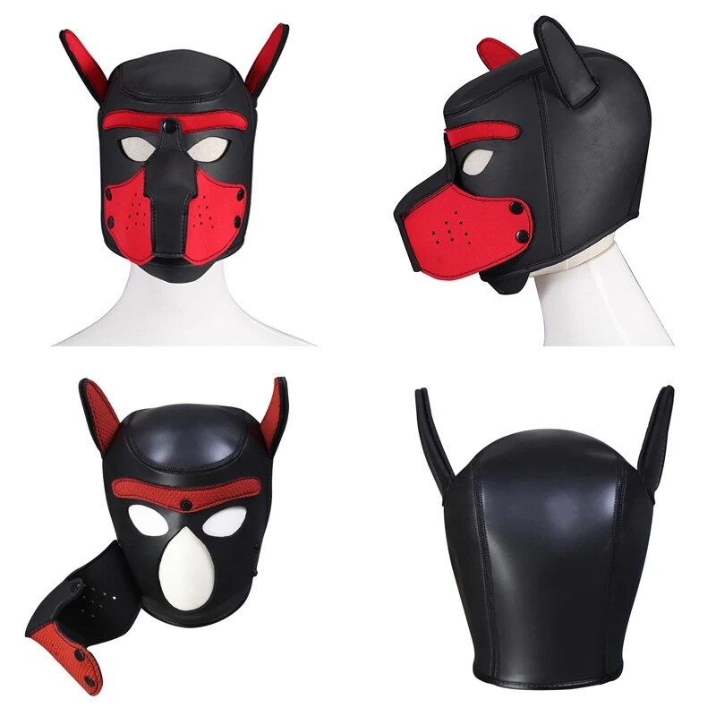 Neoprene Puppy Hood Role Play Dog Mask Puppy Cosplay Full Head with Neck Cover gallery