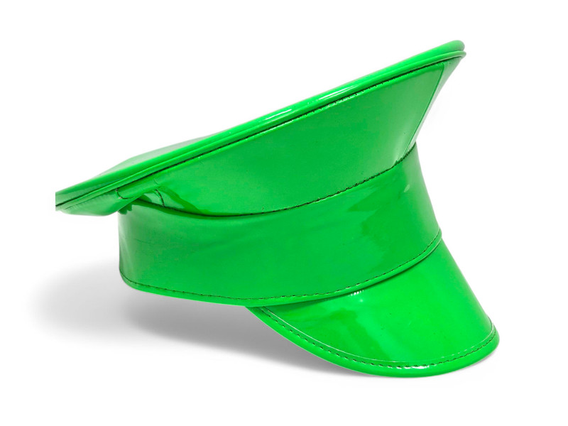 Neon Women Men Shiny Laser Patent Leather Hat Police Cos Captain Cap Clubwear gallery