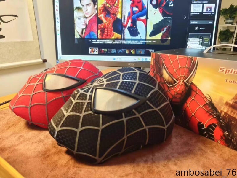 Spiderman Tobey Maguire Hood Mask Headwear Adult Wearable Red/BL Gift US Spot gallery