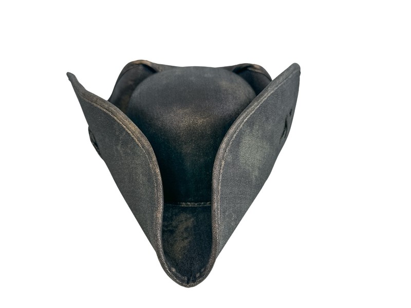BLACK COPPER PIRATE TRICORNE TRI-CORNER TRICORN COSTUME HAT LEATHER LIKE gallery