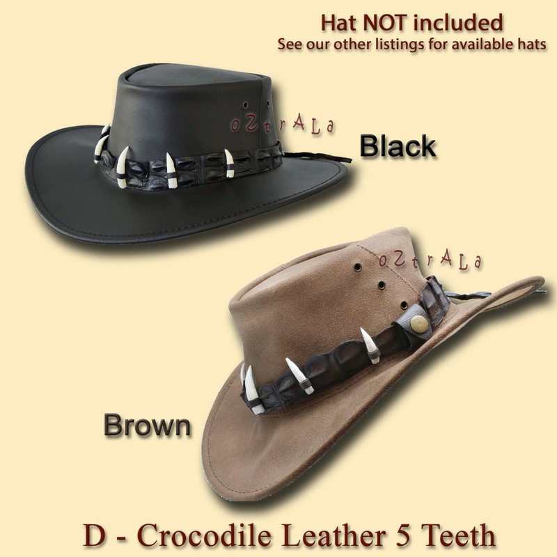 【oZtrALa】CROCODILE Leather HAT BAND Mens AUSTRALIAN Outback DUNDEE Cowboy Aussie gallery