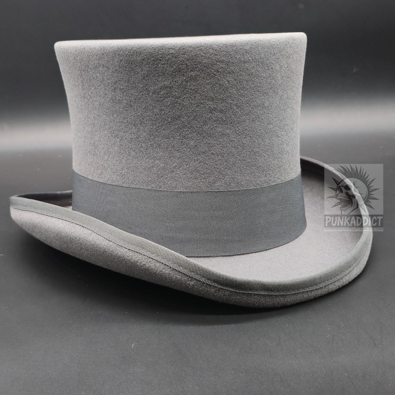 Gray Top Hat Wool Felt Victorian Slash Mad Hatter Steampunk Rock Star gallery