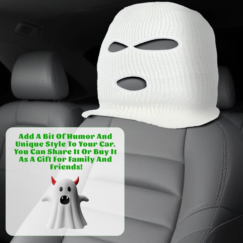 2 PCS Car Headrest Cover, Personalized Funny Car Seat Full Face Mask, Ski Mask gallery