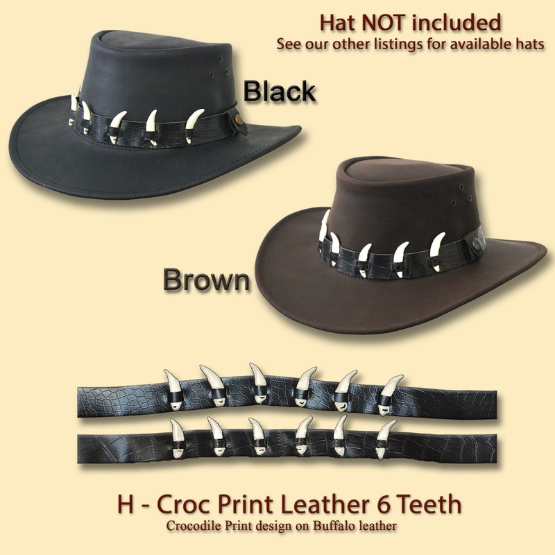 【oZtrALa】CROCODILE Leather HAT BAND Mens AUSTRALIAN Outback DUNDEE Cowboy Aussie gallery