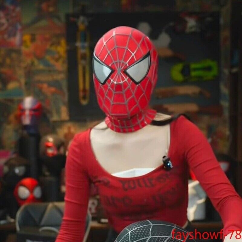 Spiderman 1:1 Tobey Maguire Hood Mask 3D Headwear Adult Wearable Red/BL Gifts gallery