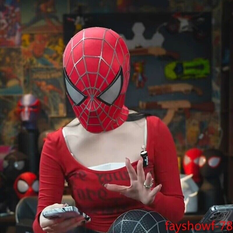 Spiderman 1:1 Tobey Maguire Hood Mask 3D Headwear Adult Wearable Red/BL Gifts gallery