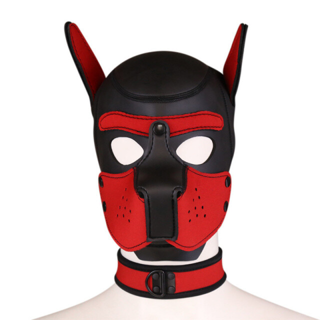 Neoprene Puppy Hood Role Play Dog Mask Puppy Cosplay Full Head with Neck Cover gallery