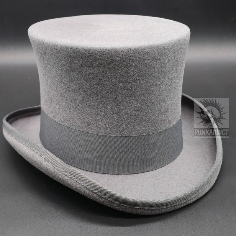 Gray Top Hat Wool Felt Victorian Slash Mad Hatter Steampunk Rock Star gallery