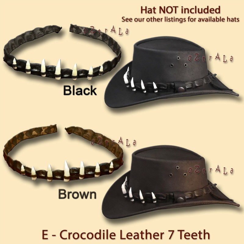 【oZtrALa】CROCODILE Leather HAT BAND Mens AUSTRALIAN Outback DUNDEE Cowboy Aussie gallery