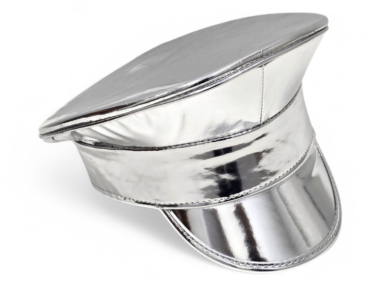 Neon Women Men Shiny Laser Patent Leather Hat Police Cos Captain Cap Clubwear gallery