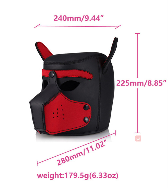 Neoprene Puppy Hood Role Play Dog Mask Puppy Cosplay Full Head with Neck Cover gallery