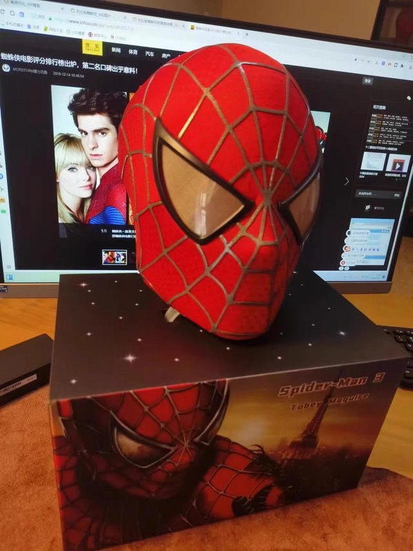 Spiderman 1:1 Tobey Maguire Hood Mask 3D Headwear Adult Wearable Red/BL Gifts