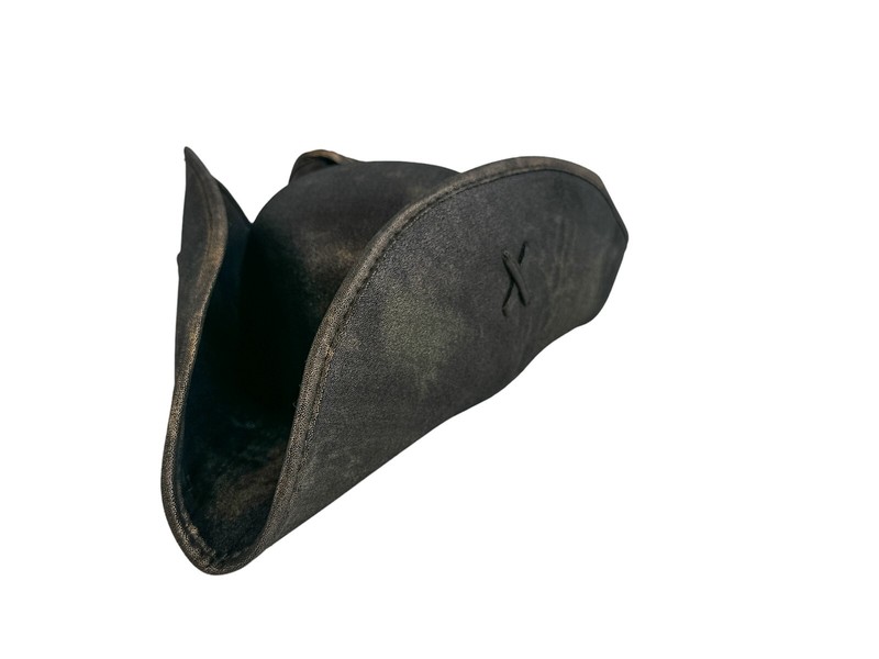 BLACK COPPER PIRATE TRICORNE TRI-CORNER TRICORN COSTUME HAT LEATHER LIKE gallery