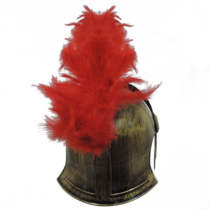 Trojan Helmet Roman Spartan Soldier Costume Gold Black With Red Feather Crest gallery