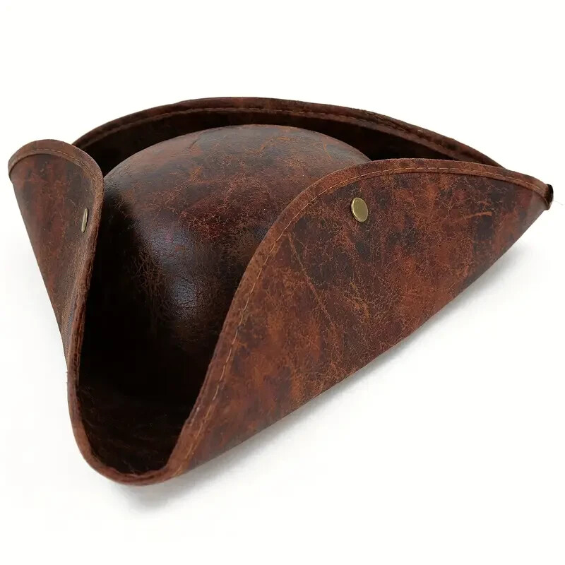 PIRATE HAT Faux Brown Leather Tricorn Costume Theater Parties Cosplay gallery