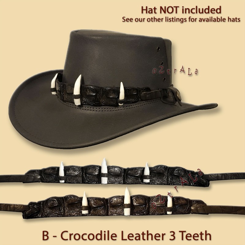 【oZtrALa】CROCODILE Leather HAT BAND Mens AUSTRALIAN Outback DUNDEE Cowboy Aussie gallery
