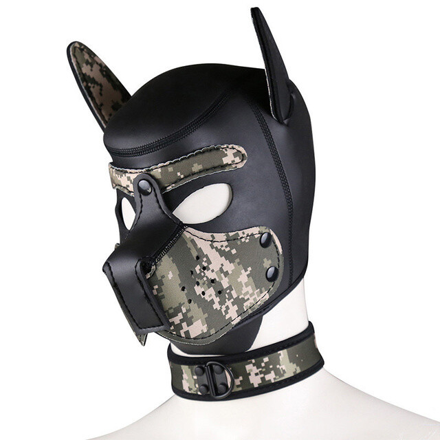 Neoprene Puppy Hood Role Play Dog Mask Puppy Cosplay Full Head with Neck Cover gallery