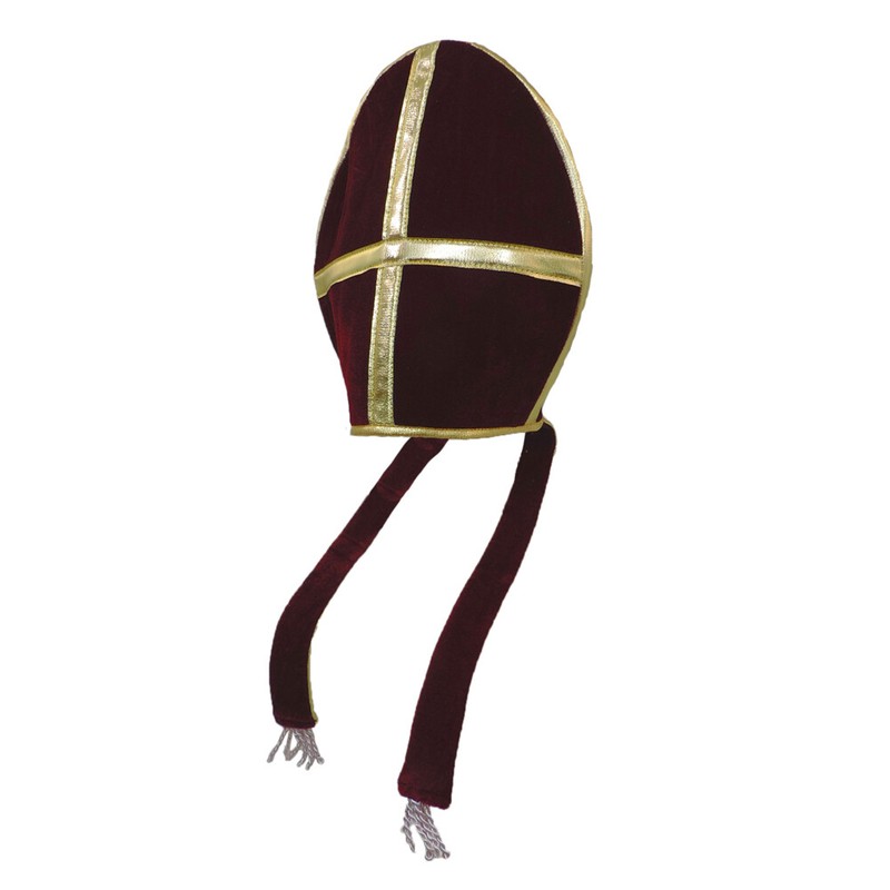Bishop Pope Mitre Clergy Costume Prop Headgear Burgundy Hat gallery