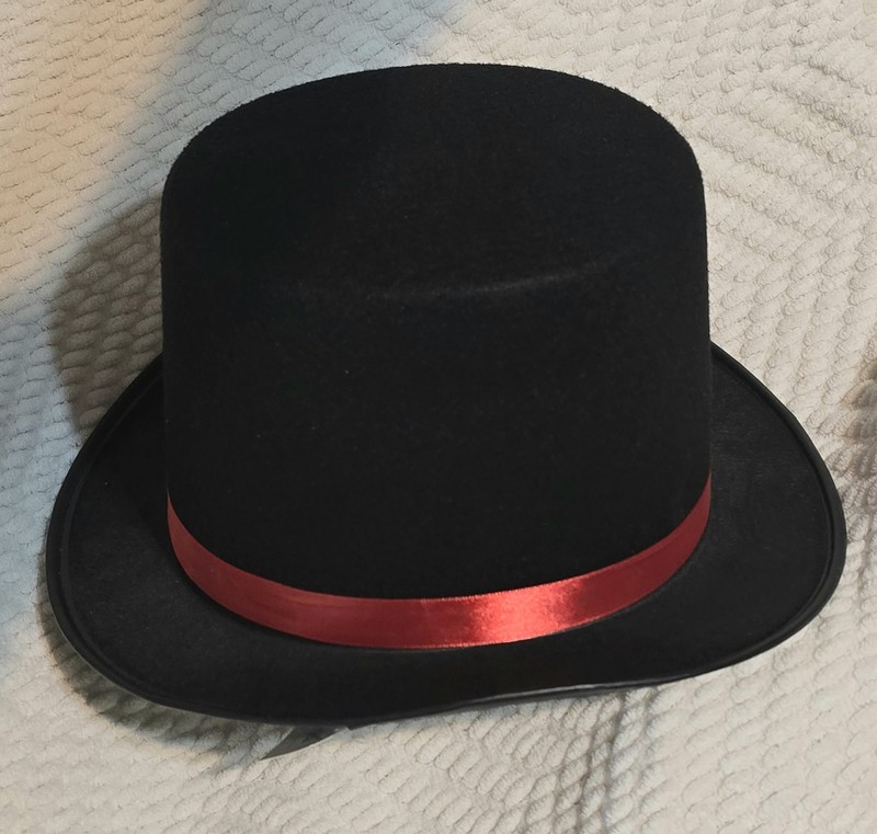 Black Felt Top Hat With Red Satin Band Cosplay Steampunk New Year Costume gallery
