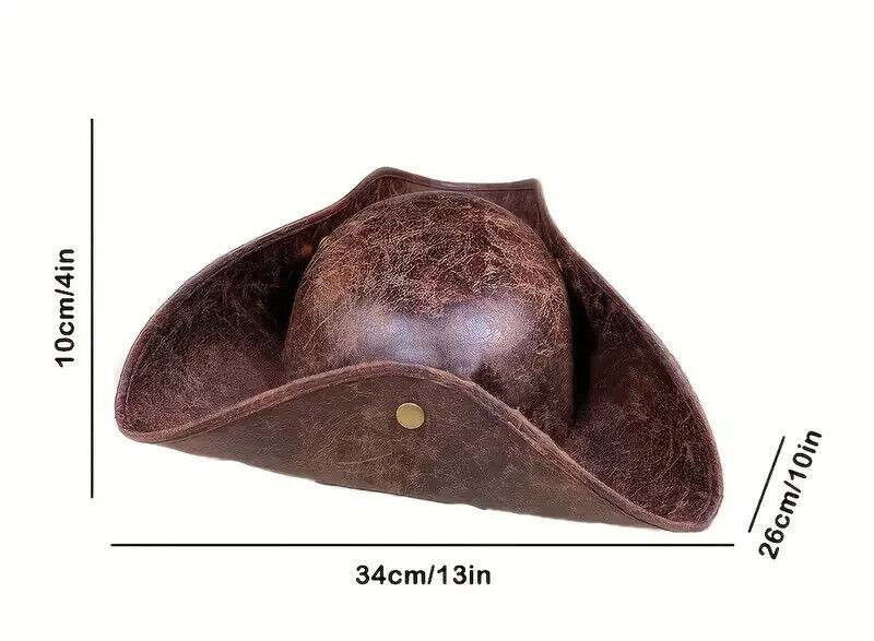 PIRATE HAT Faux Brown Leather Tricorn Costume Theater Parties Cosplay gallery