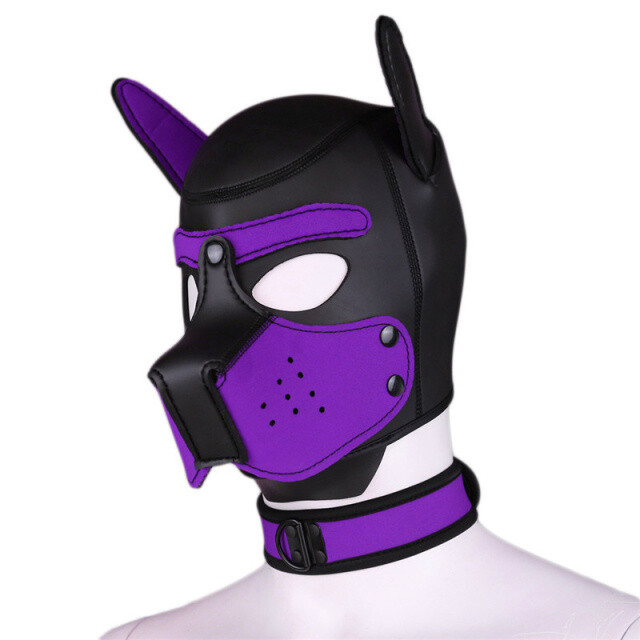 Neoprene Puppy Hood Role Play Dog Mask Puppy Cosplay Full Head with Neck Cover gallery