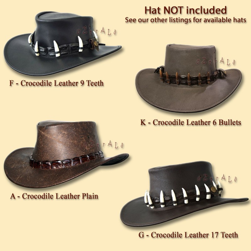 【oZtrALa】CROCODILE Leather HAT BAND Mens AUSTRALIAN Outback DUNDEE Cowboy Aussie gallery