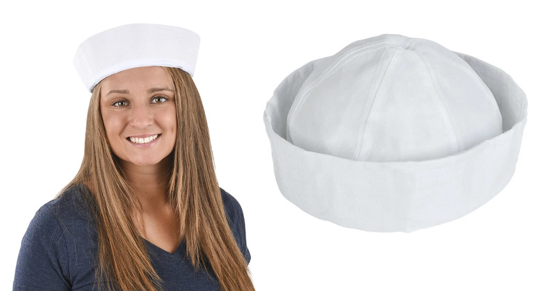 Large White Sailor Hat (10 Inch) Adult Large Nautical Costume Accessory