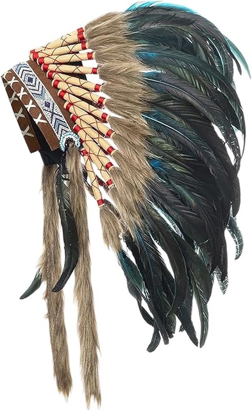 Indian Artificial Feather Headdress, American Chief Indian Native Hat, Indian He