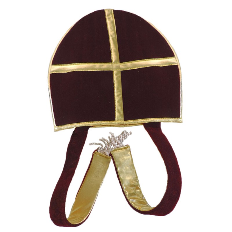Bishop Pope Mitre Clergy Costume Prop Headgear Burgundy Hat gallery