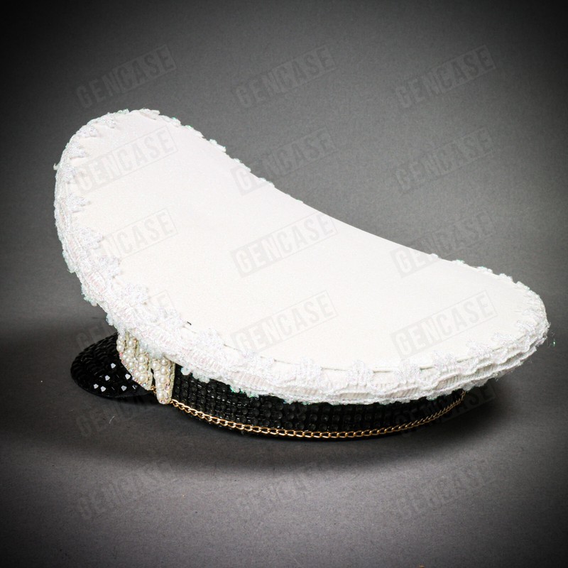 White Burning Man Gold Anchor Captain Hat Adult Yacht Sailor Costume Party Hat gallery
